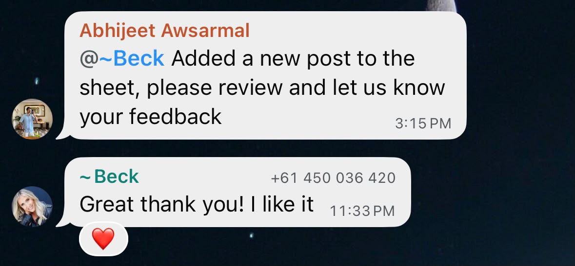 Client appreciation message